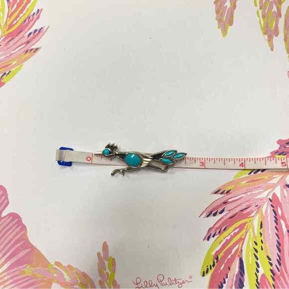 1970’s Signed St. Labre Turquoise color and Silver Tone Road Runner Pin Brooch - Picture 4 of 5